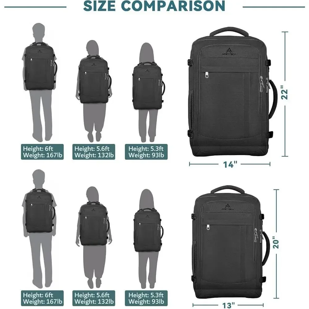 AREYTECO 50L Expandable Travel Backpack – Flight Approved Carry-On